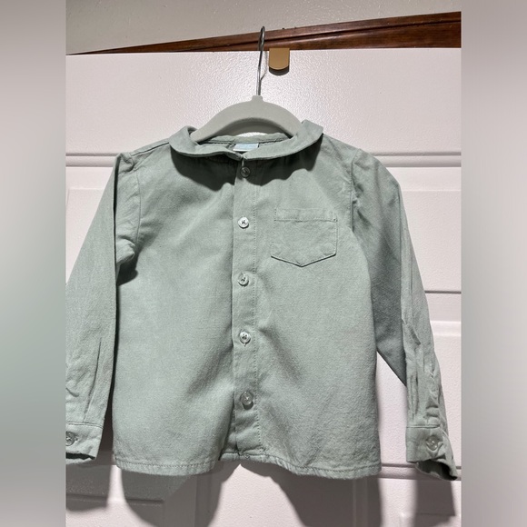 Edgehill Collection Sage Green Linen Button down Peter Pan collar Shirt 18 Month - Picture 3 of 16